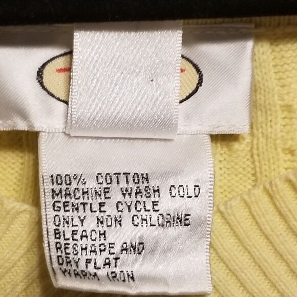 Talbots Small Sweater Cable Knit Butter Yellow V-Neck Cotton Preppy Classic Vtg - Picture 6 of 8